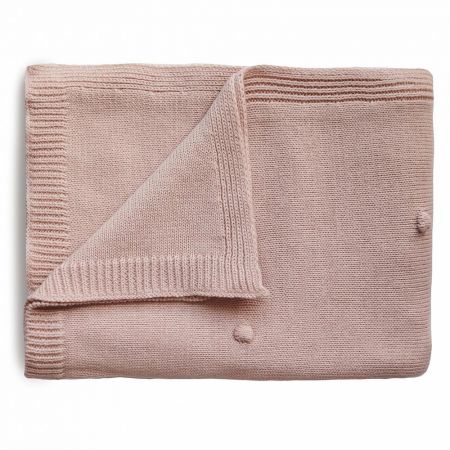 Mushie pletená dětská deka z organické bavlny Puntíkovaná Blush