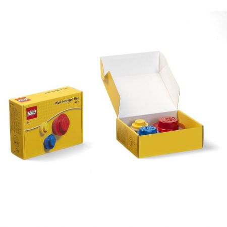 LEGO věšák na zeď, 3 ks Žlutá, modrá, červená