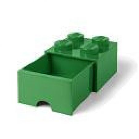 LEGO úložný box 4 s šuplíkem Tmavě zelená