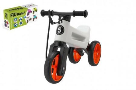 Teddies Odrážedlo Funny Wheels Rider SuperSport 2v1+popruh balené v krabici Bílé/oranžové