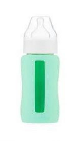 EcoViking Kojenecká lahev skleněná 240 ml široká silikonový obal  Zelená mátová