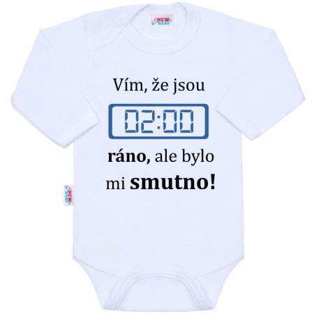 NEW BABY Body s potiskem New Baby 02:00 ráno Vel. 56