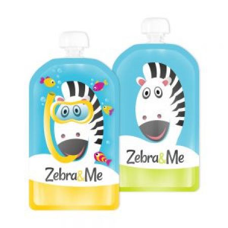 Zebra&Me Kapsička na dětskou stravu pro opakované použití 2 ks Zebra + potápěč