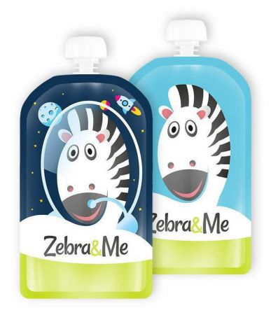 Zebra&Me Kapsička na dětskou stravu pro opakované použití 2 ks Zebra + kosmonaut