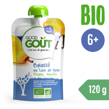 Good Gout BIO ovocná kapsička s jogurtem 90 g Vanilka/hruška