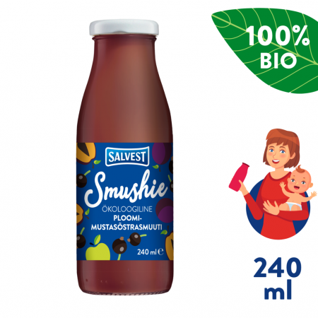 Salvest Smushie BIO Ovocné smoothie s černým rybízem a švestkami (240 ml)