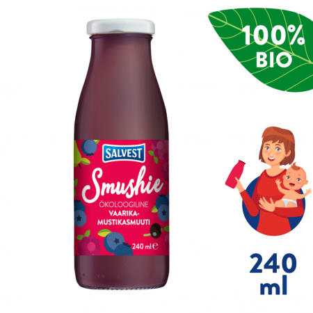 Salvest Smushie BIO Ovocné smoothie s s borůvkami, malinami a černým rybízem (240 ml)