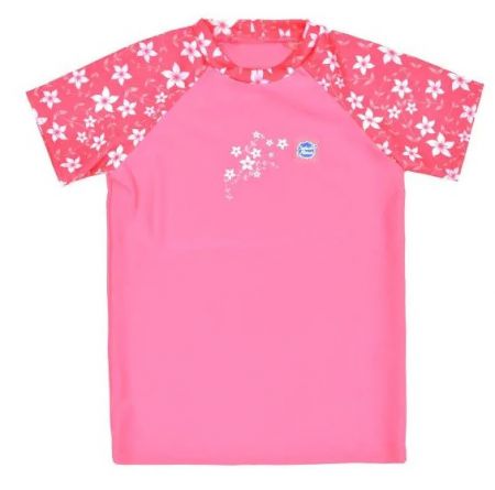 Splash About Plážové UV triko pro děti krátký rukáv Růžové květy Vel. 3-4 roky