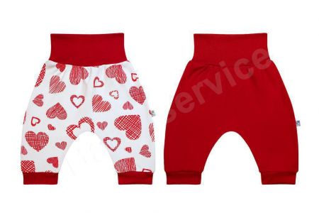 Baby Service Bavlněné kalhoty buggy Srdce Červené Vel. 68