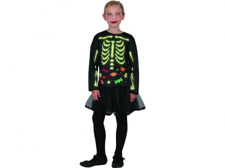 Kostým na karneval - kostra dívka svítící v tmě, 120 - 130  cm