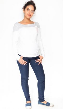 Be MaaMaa Těhotenské kalhoty/jeans Rosa - Granátové Vel. XL