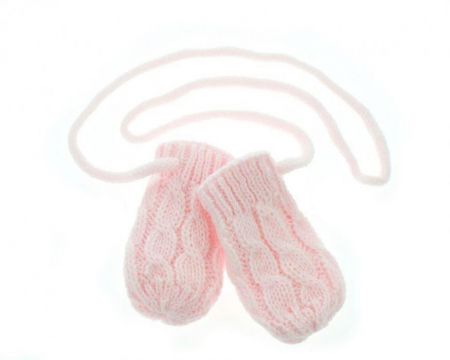 Baby Nellys  Kojenecké rukavičky pletené, zimní - Vel. 56-68 (0-6 m) Baby Nellys Růžové
