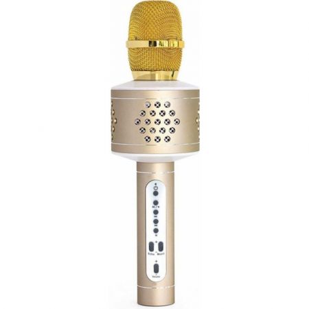 Teddies Mikrofon karaoke Bluetooth zlatý na baterie s USB kabelem Zlatý