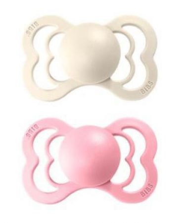 Bibs dudlíky silikon 2 ks Supreme 0-6 měsíců  Ivory-baby-pink 