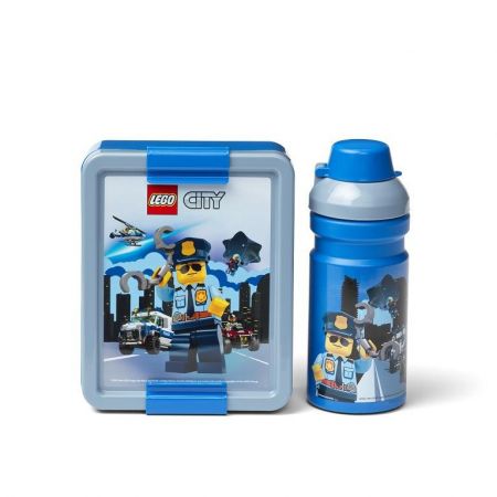 Svačinový set (box a láhev) LEGO Modrá