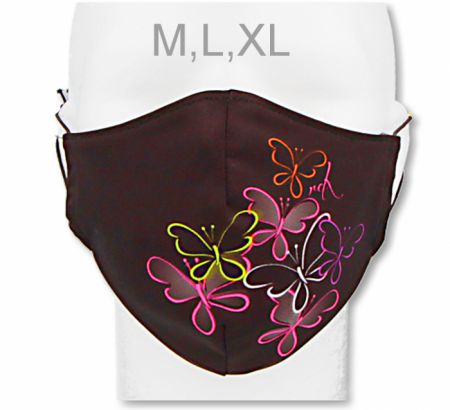 RDX Funkční designová rouška z materiálu Coolmax Motýli Černá - dětská do 8 let