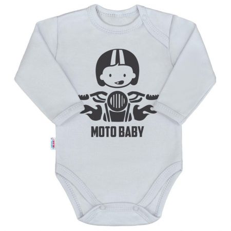 NEW BABY Body s potiskem New Baby Moto baby šedé Vel. 86