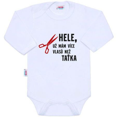 NEW BABY Body s potiskem New Baby Více vlasů než taťka Vel. 86