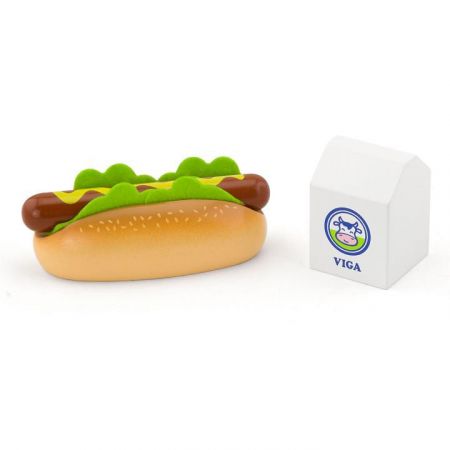 Viga Dřevěná sada hotdog a mléko