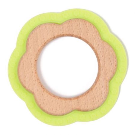 Bo Jungle kousátko B-Teether Animal wood pink Green flower