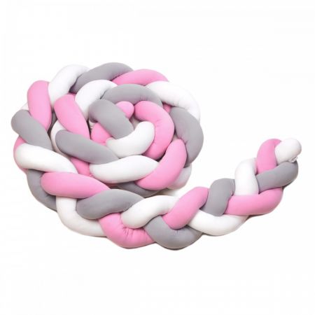 T-tomi Pletený mantinel 360 cm White + Grey + Pink