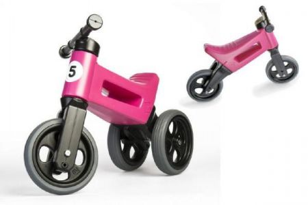 Teddies Odrážedlo Funny Wheels Sport 2v1 s gumovými koly Růžové