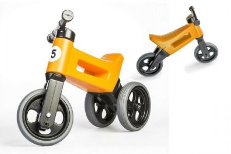 Teddies Odrážedlo Funny Wheels Sport 2v1 s gumovými koly Oranžové