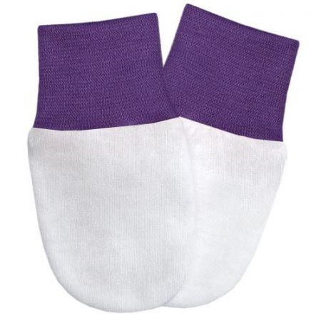 Babyrenka Kojenecké rukavičky pro novorozence úplet White/Violet