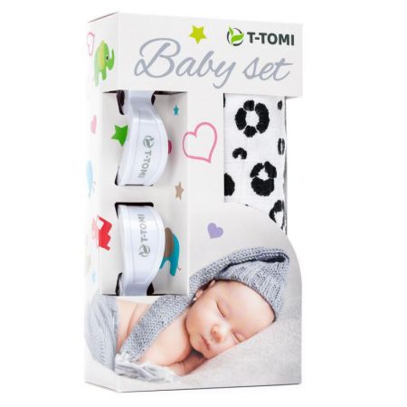 T-tomi Baby set - bambusová osuška + kočárkový kolíček Gepard