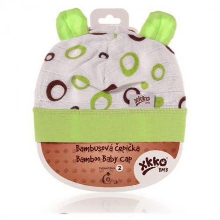 Kikko Bambusová dětská čepička vel. 2 (36-38cm) Lime Bubbles, vel. 2