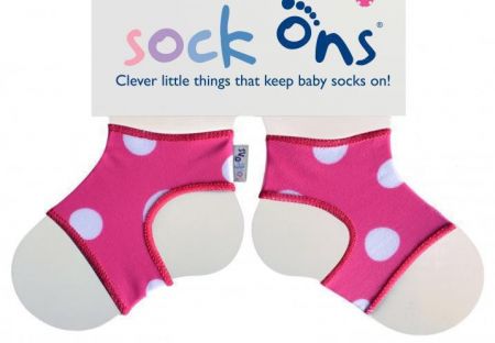 Kikko Sock ons - držák ponožek Pink spots 6-12m