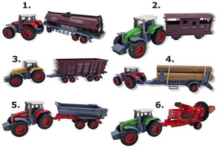 WIKY - Traktor kovový s vlečkou 19cm, Mix produktů