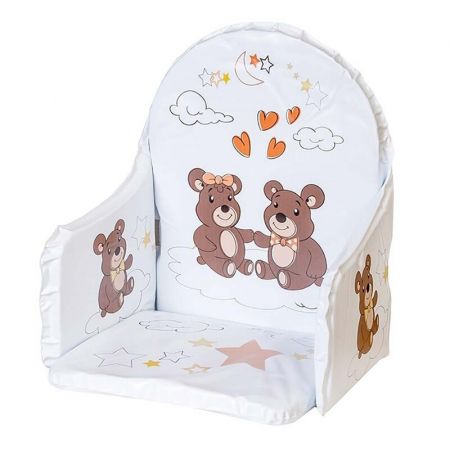 NEW BABY - Vložka do dřevěných jídelních židliček typu Victory bílá medvídci