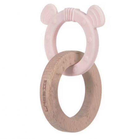 Lässig Teether Ring 2in1 Wood/Silikone Little Chums kousátko-Mouse