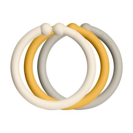BIBS Loops kroužky 12ks-Ivory/HoneyBee/Sand