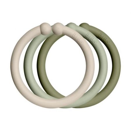 BIBS Loops kroužky 12ks-Vanilla/Sage/Olive