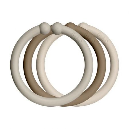 BIBS Loops kroužky 12ks-Sand/Dark Oak/Vanilla