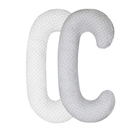 Scamp Univerzální kojící polštář ve tvaru C -Little Heart White Grey