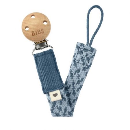 BIBS Paci Braid klip na dudlík-Petrol / Baby Blue