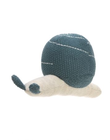 Knitted Toy with Rattle Garden Explorer snail blue