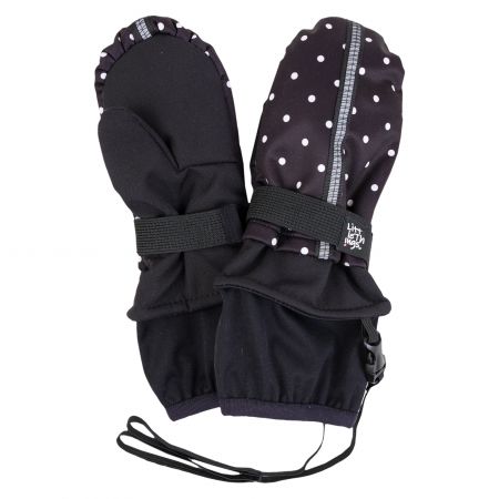 černé puntíkaté zimní softshellové rukavice  - věk 6+
