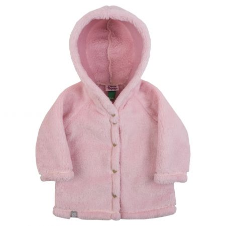 světle růžový welsoftový kabátek s kapucí - 1-3 roky