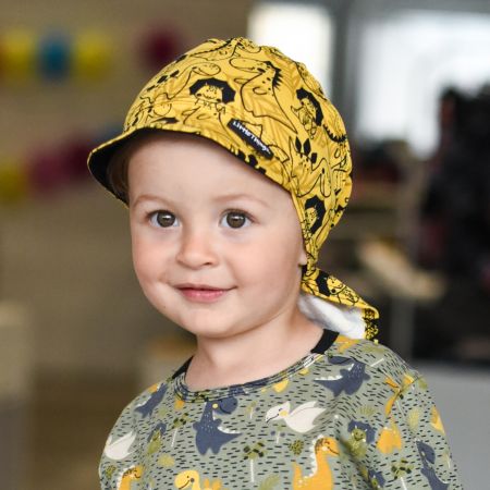 žlutý pirátský šátek s potiskem dinosaurů - věk 3+