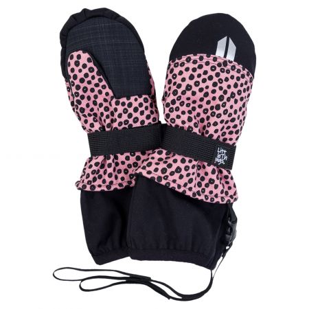 růžové zimní softshellové rukavice se vzorem - věk 3+