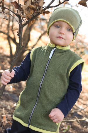 olivově zelená tecnostretchová vesta - 1-3 roky