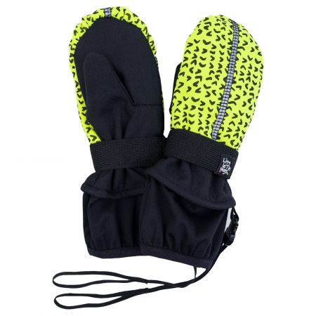 neonově zelené zimní softshellové rukavice se vzorem - věk 6+