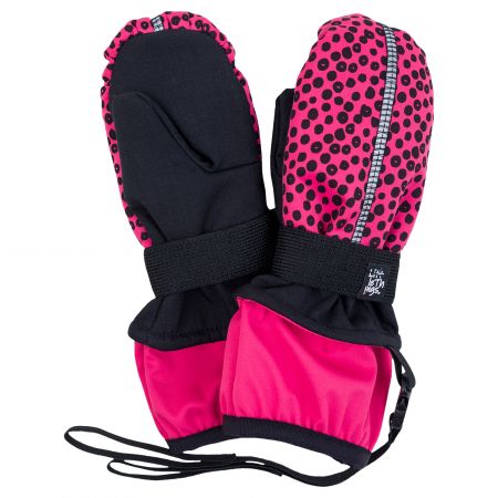 tmavě růžové zimní softshellové rukavice se vzorem - věk 9+