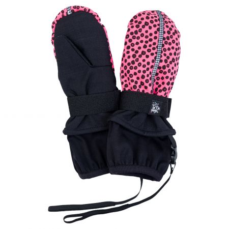 neonově růžové zimní softshellové rukavice se vzorem - 1-3 roky