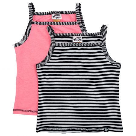 dvojbalení holčičích košilek růžová/proužky - 1-3 roky
