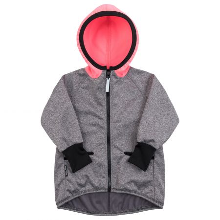 šedo-růžová softshellová bunda s kapucí - 1-3 roky